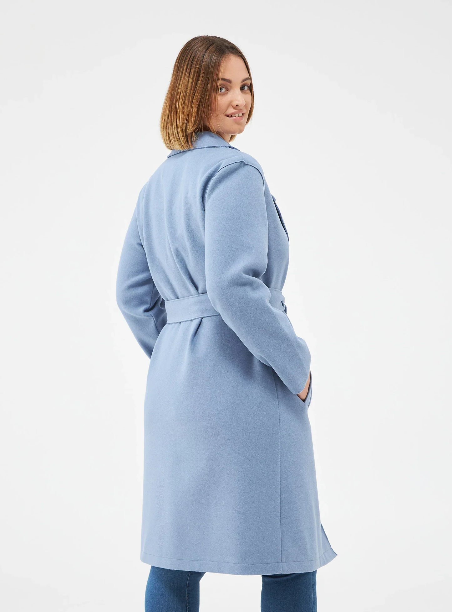 Unlined coat with belt Ivory