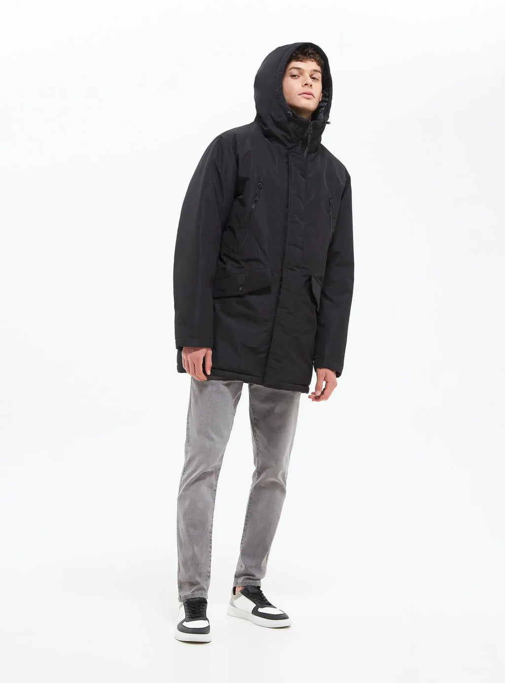 Hooded parka in nylon