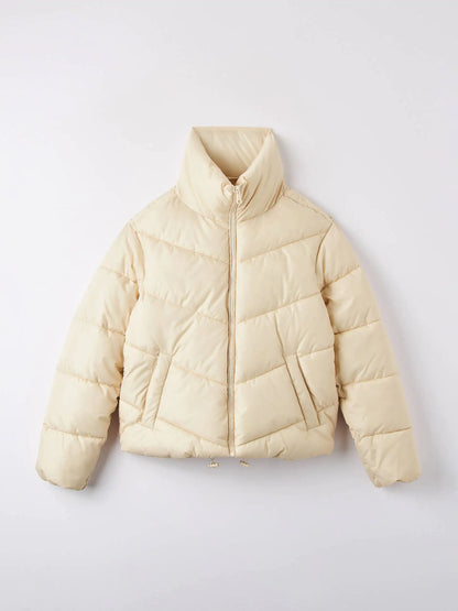 Puffer jacket with stand-up