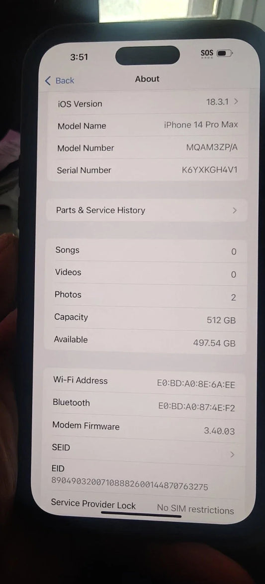 Apple iPhone 14 Pro Max 512GB Purple Network Unlocked iOS MQAM3ZP/A