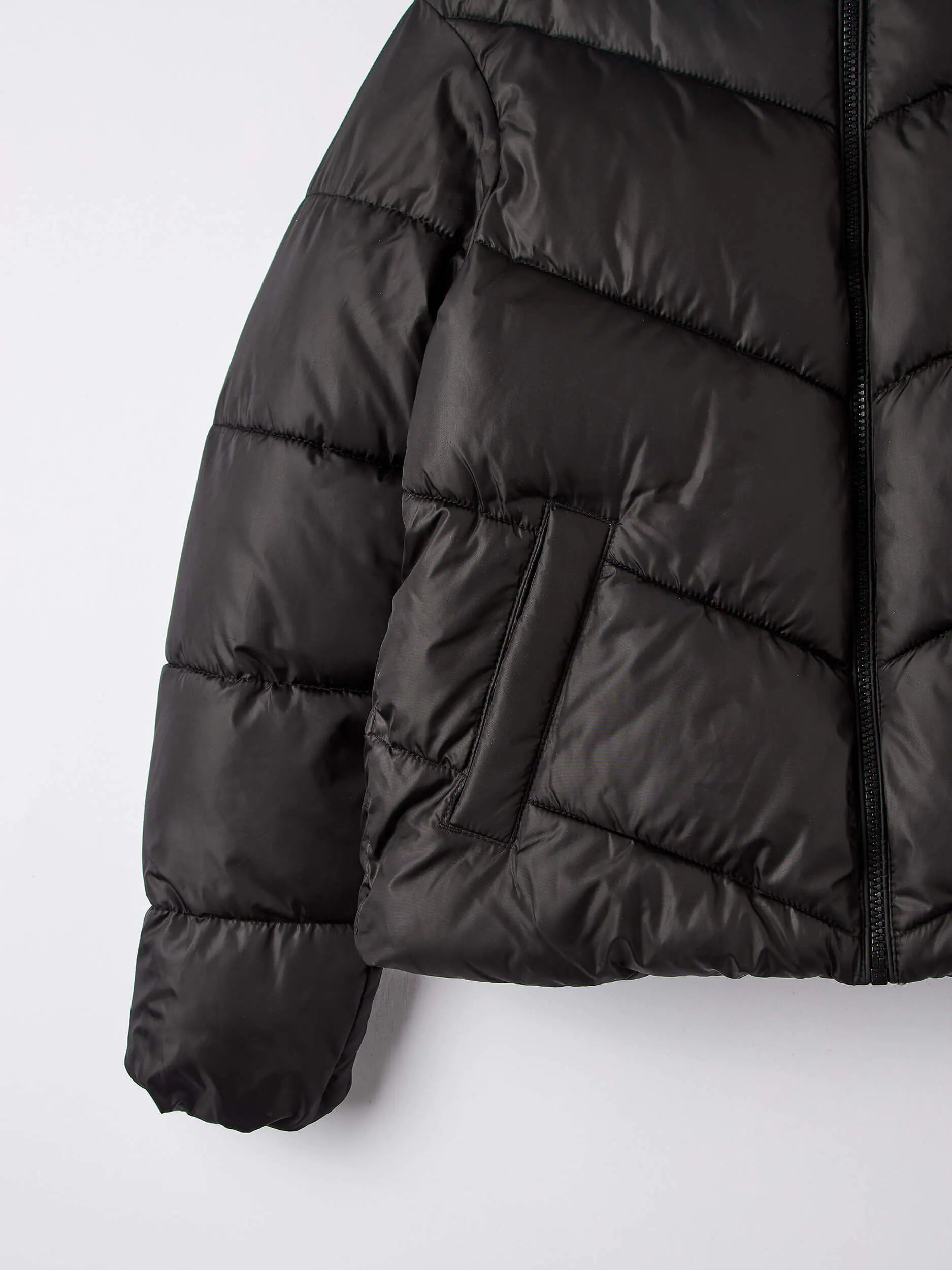 Puffer jacket with stand-up